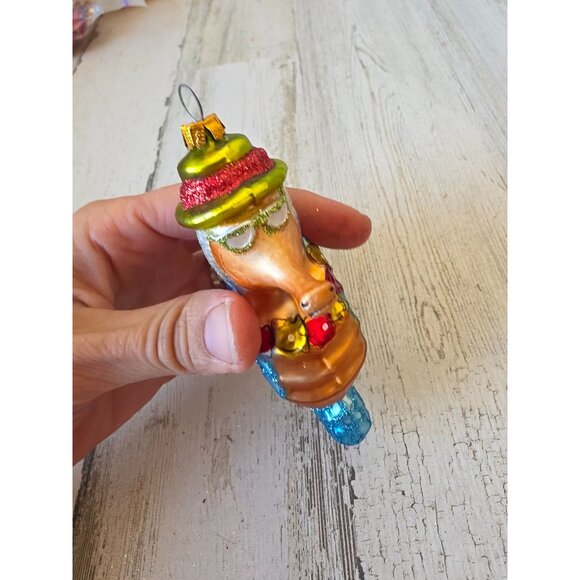 Blue glitter seahorse Hawaiian glass ornament Xmas tree - Picture 8 of 8